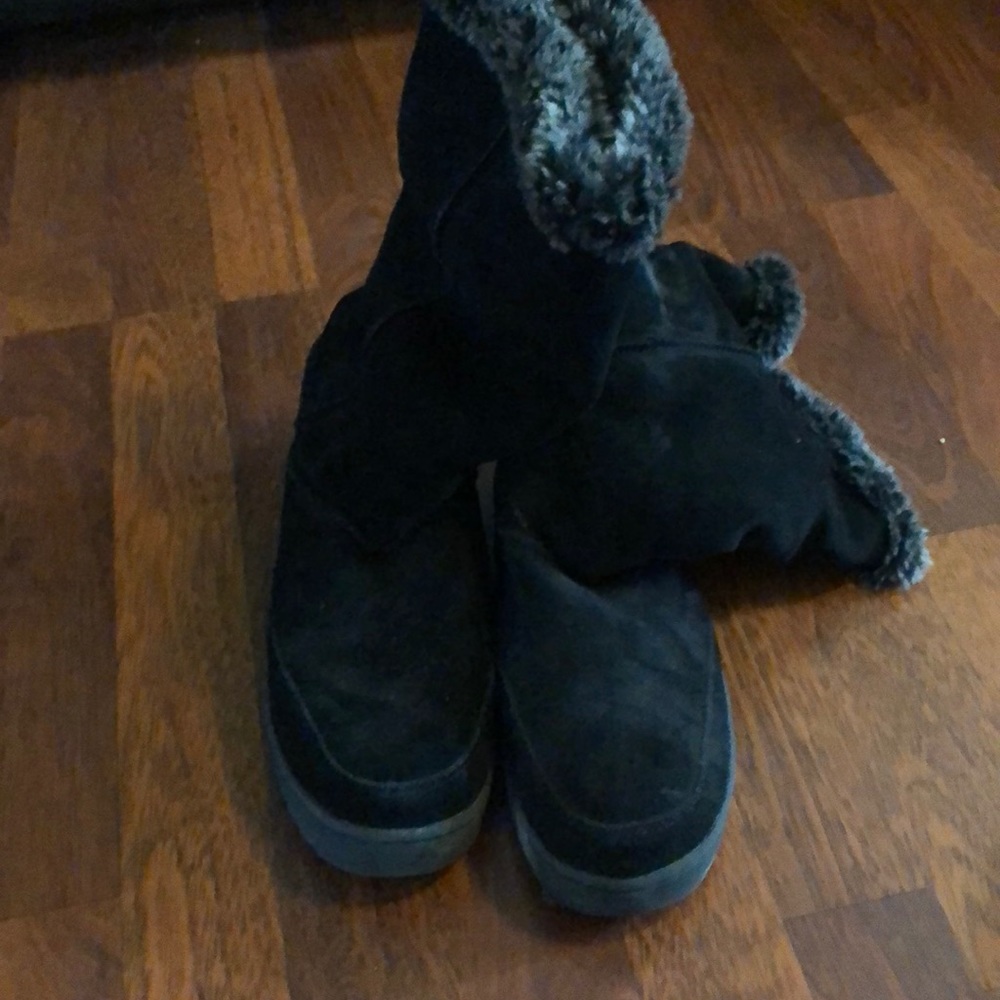 Real suede faux fur lined boots